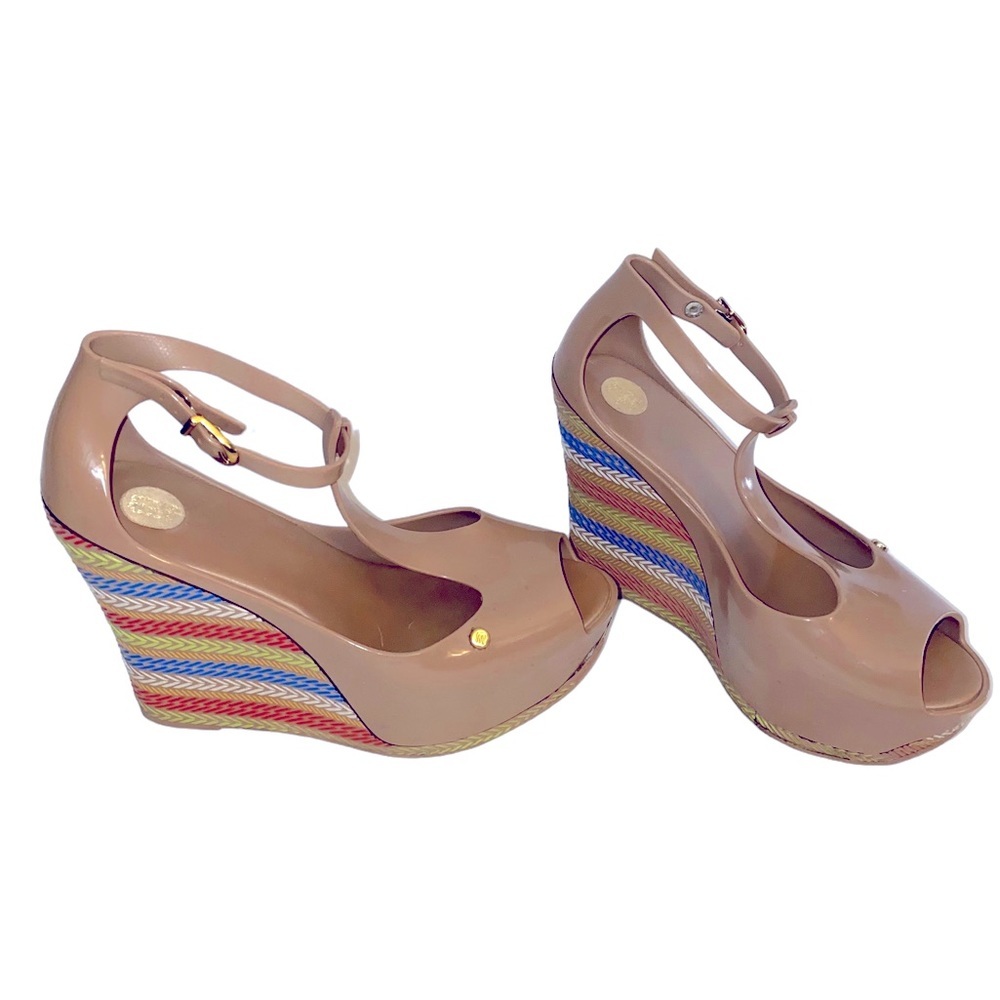 Melissa Peace T-Strap Peep Toe Wedges